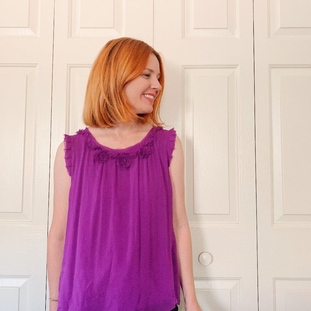 NWT elie tahari bethany blouse, cosmic berry, med